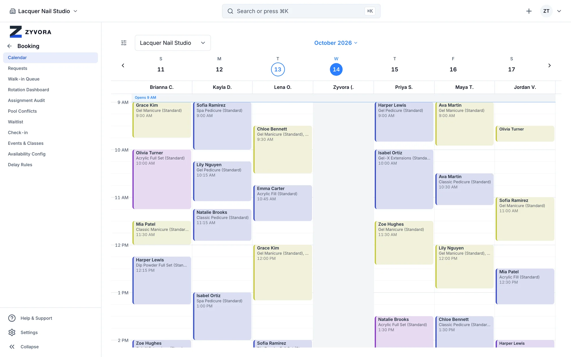 Booking calendar