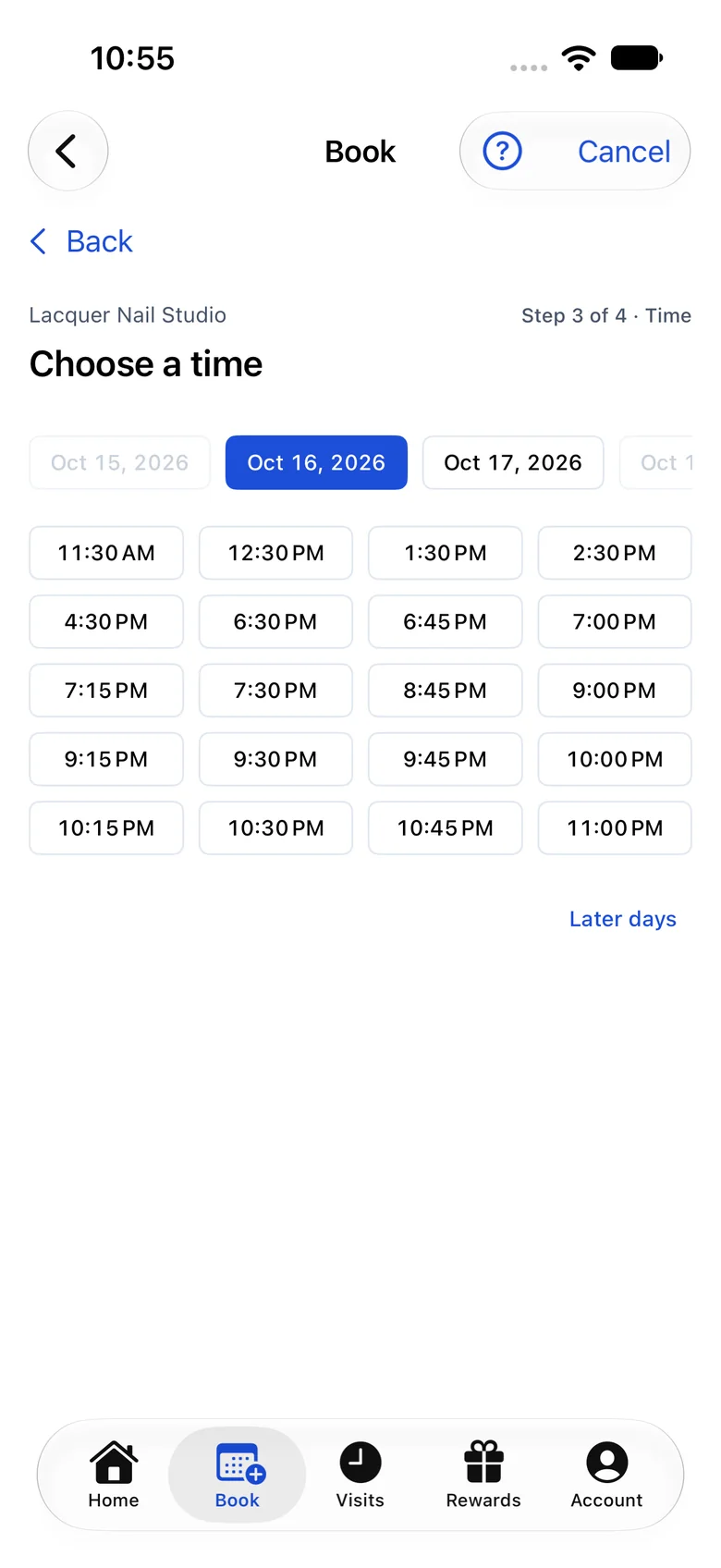 Pick a time